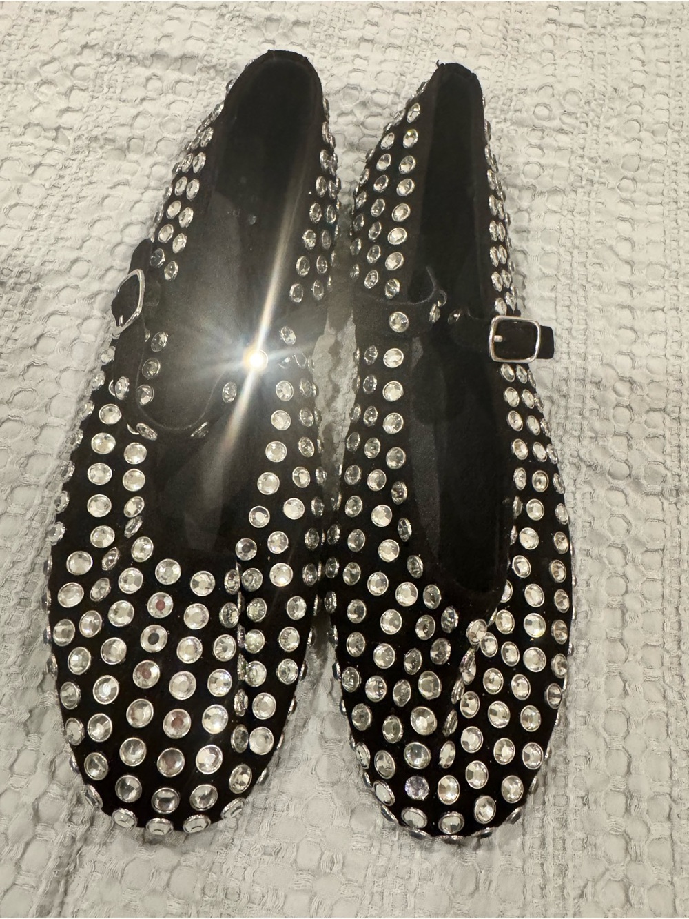 Target Black Mary Jane Flats with Silver Rhinestone Studs